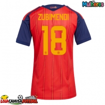Camisa de Futebol Espanha Martin Zubimendi #18 Equipamento Principal Mulheres Mundo 2026 Manga Curta
